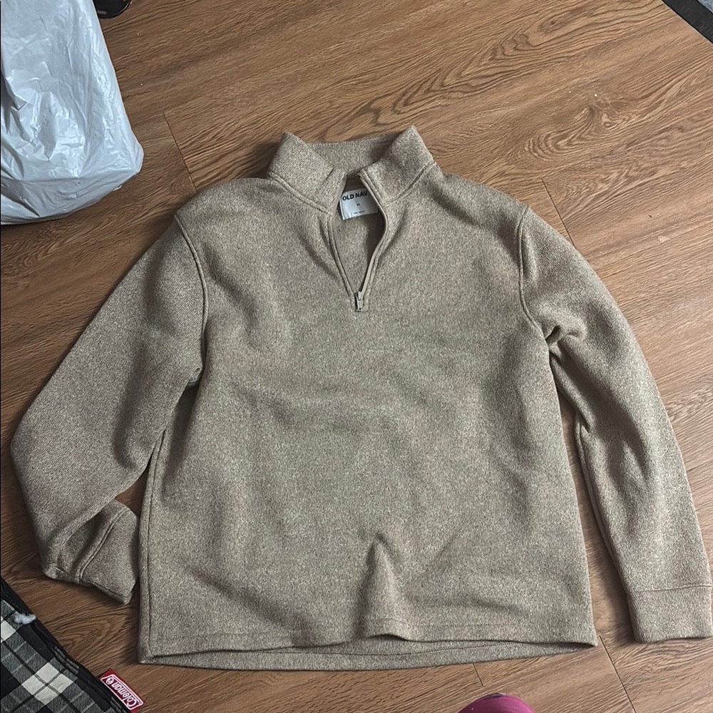 Old Navy Tan Zip Up Sweater Soft Cozy Fit